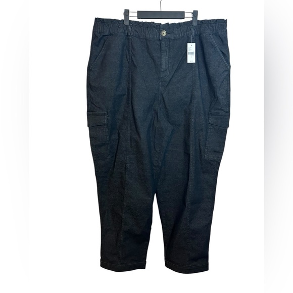 Nwt Lane Bryant Black Denim Straight Leg Cargo Pants - Picture 2 of 10